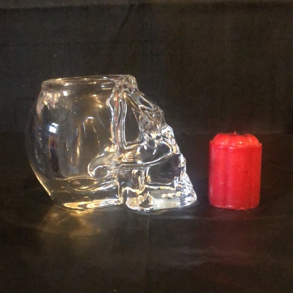Skull votive candle holder heavy glass & large 5.5” L by 4” H; 3.5 lbs. MINT VTG - Picture 5 of 8